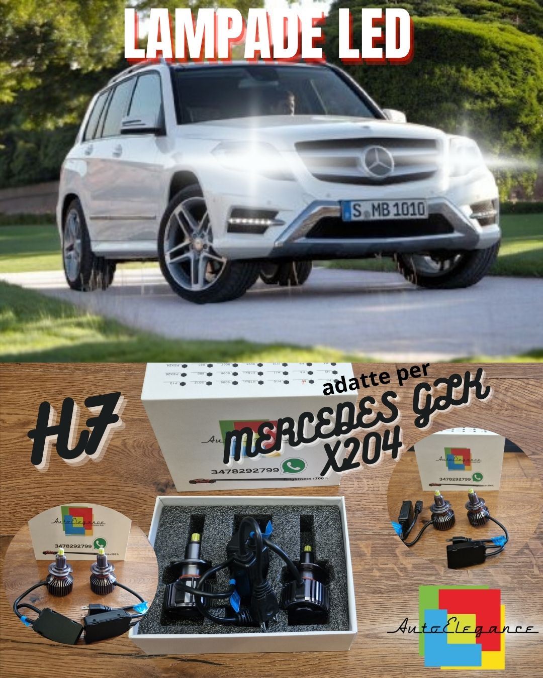 Lampade LED H7 per Mercedes GLK X204 Luci Bianche ANABBAGLIANTI CANbus 6500K