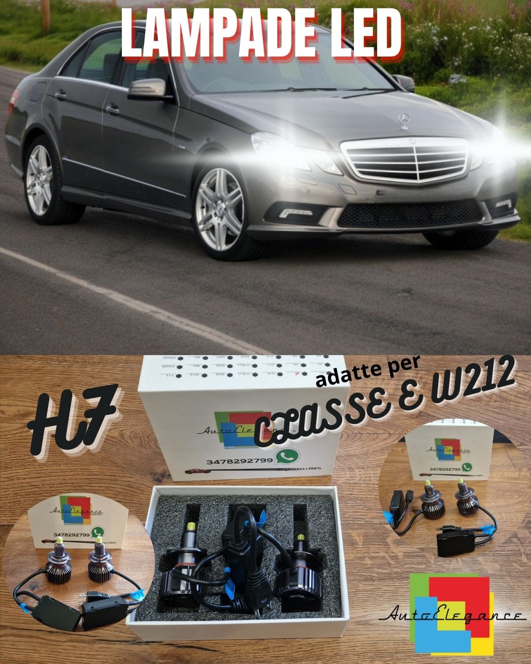 Lampade LED H7 per Mercedes Classe E W212 Luci Bianche ANABBAGLIANTI CANbus 6500