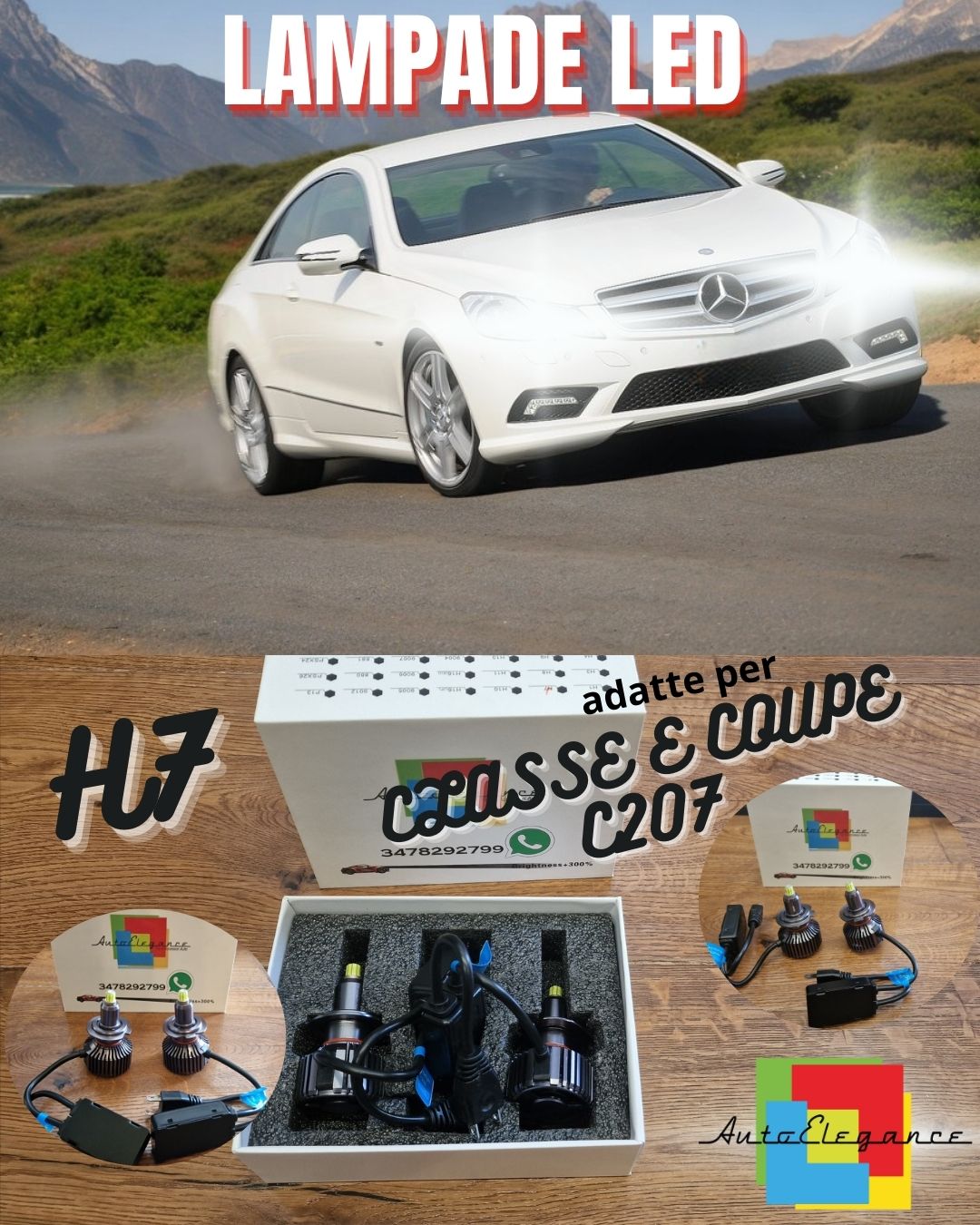 H7 CANbus LED Kit for Mercedes E-Class Coupé C207 LOW BEAM Ice White 
