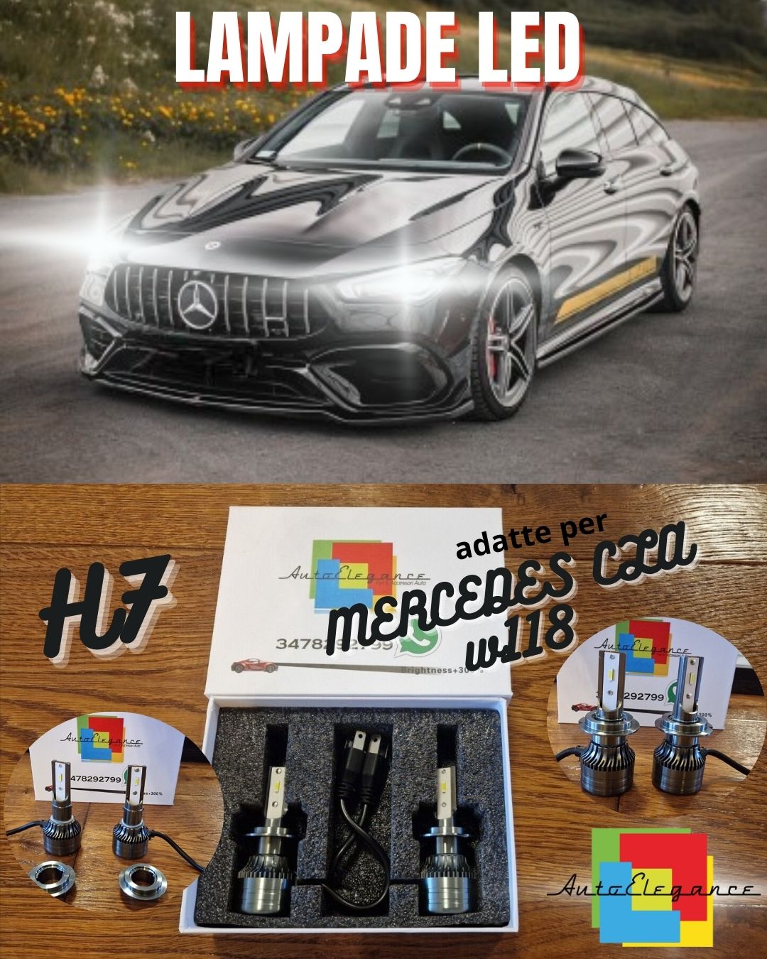 Lampade LED H7 per Mercedes CLA W118 Luci Bianche ANABBAGLIANTI CANbus 6500K
