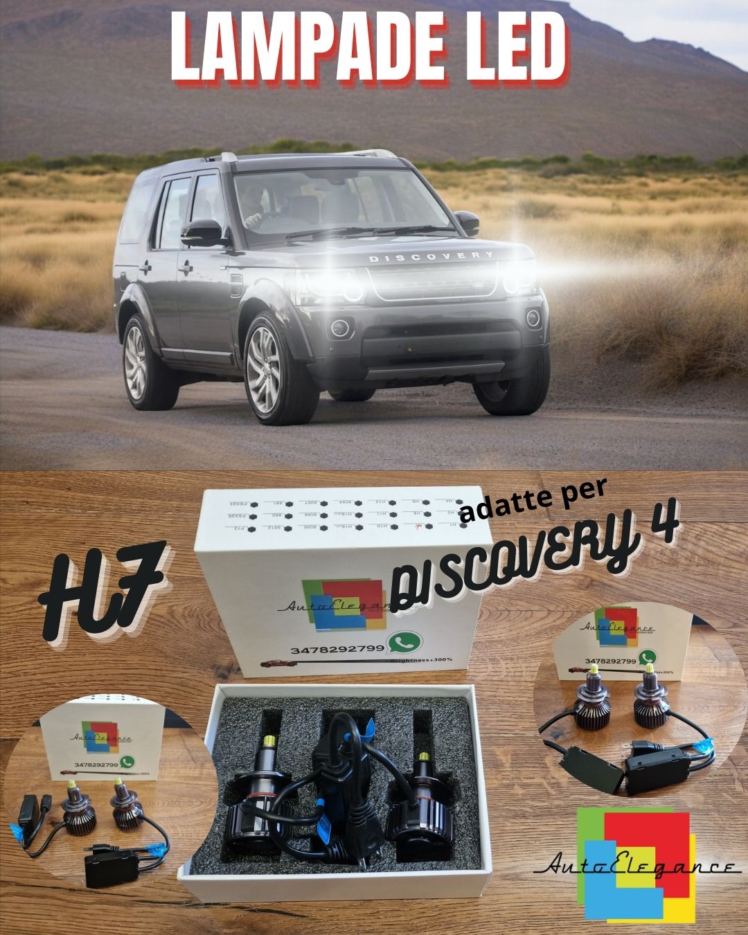 Kit LED H7 per DISCOVERY 4 09-13 Anabbaglianti CANbus 6500K Bianco PURO 12000LM