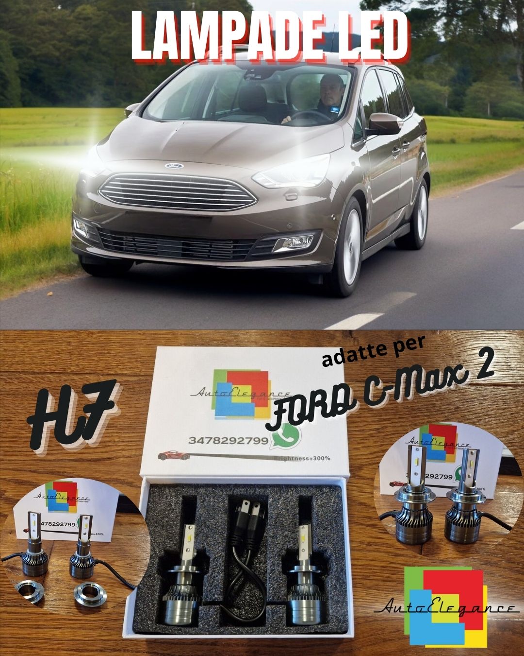 H7 CANbus LED Kit for Ford C-Max 2 Low Beam Lights Ice White 6500K 