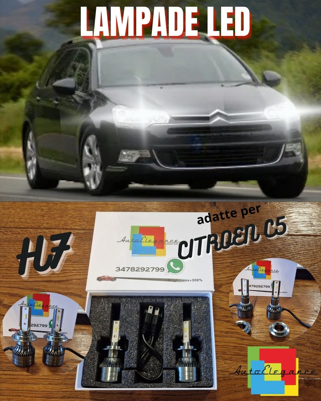 Kit Lampadine LED per Citroen C5 1 Restyling ANABBAGLIANTI H7 Luce Bianca CANbus