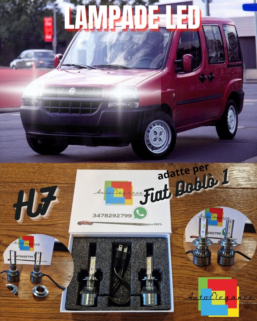 Kit LED H7 CANbus per Fiat Doblò 1 Restyling Luci ANABBAGLIANTI Bianco Ghiaccio