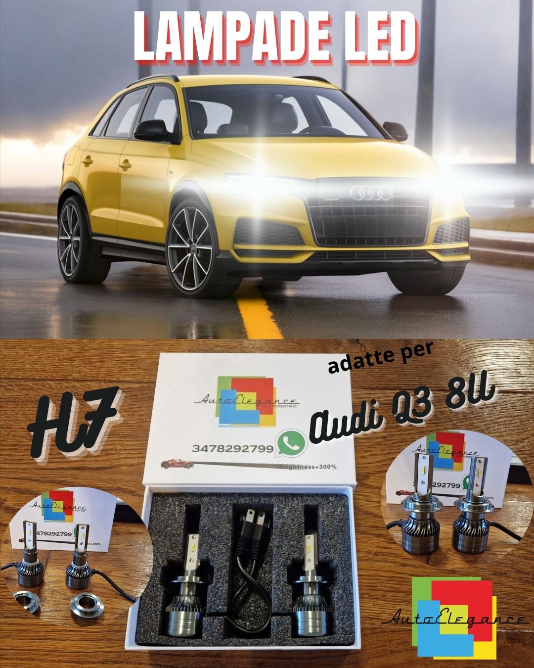 H7 LED Bulbs for Audi Q3 8U Restyling White Lights LOW BEAM CANbus 6500K 