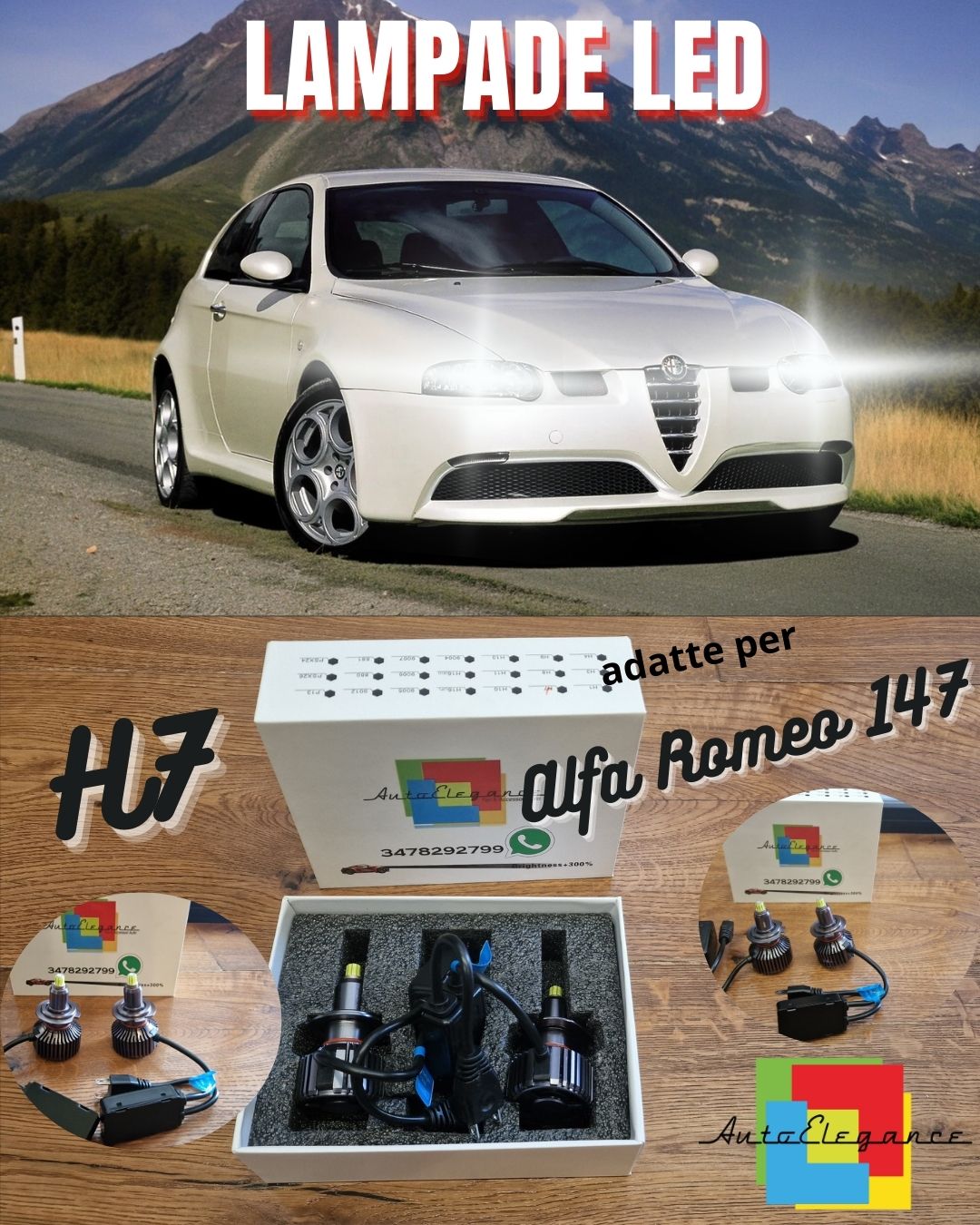 Kit LED H7 CANbus per Alfa Romeo 147 2005-2010 Luci Anabbaglianti 6500K 12000LM