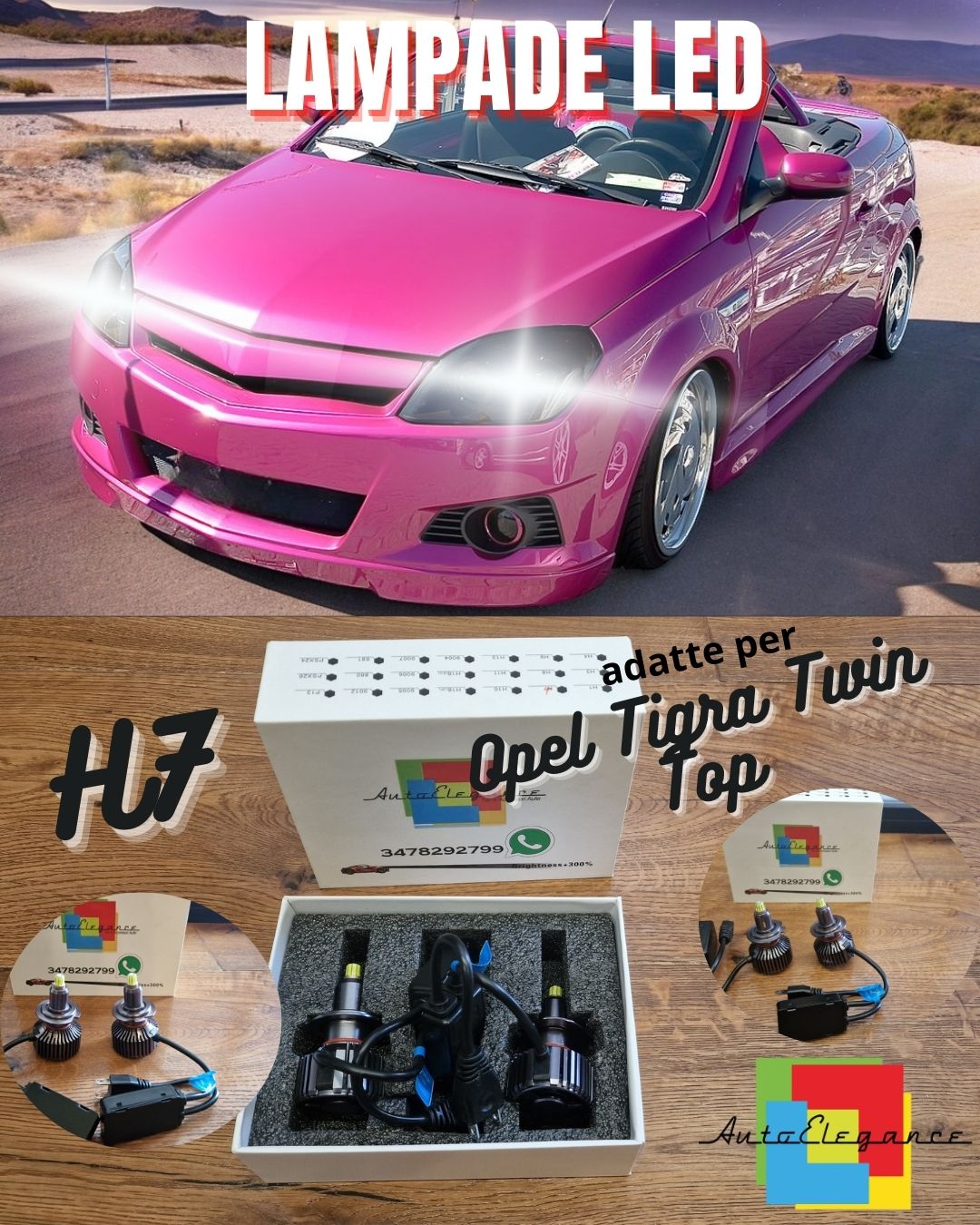 Lampade LED H7 per Opel Tigra Twin Top ANABBAGLIANTI Fari LENTICOLARI CANbus