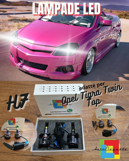 Lampade LED H7 per Opel Tigra Twin Top ANABBAGLIANTI Fari LENTICOLARI CANbus