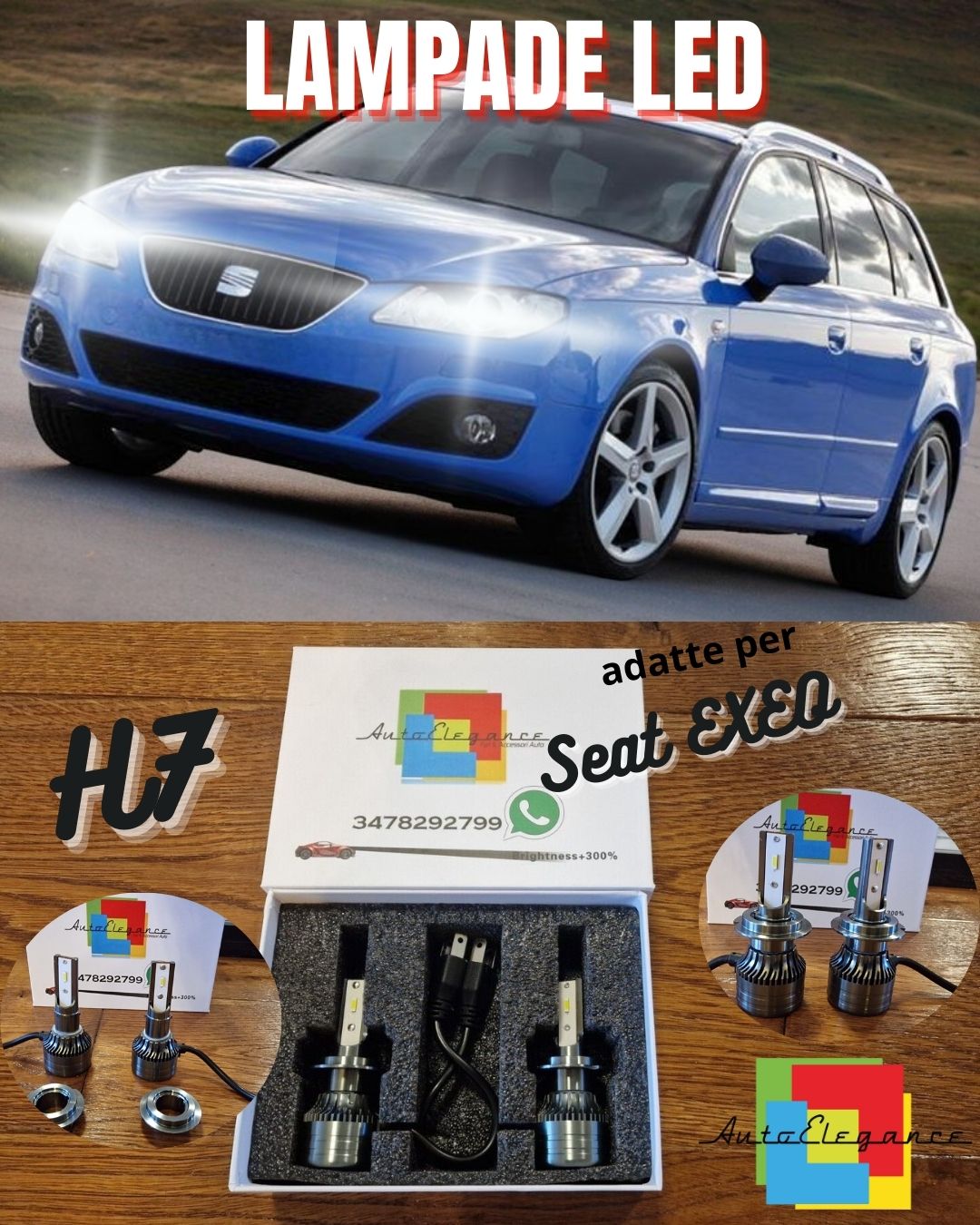 H7 LED Bulbs for Seat EXEO Low Beam White Light CANbus 6500K 8000LM 