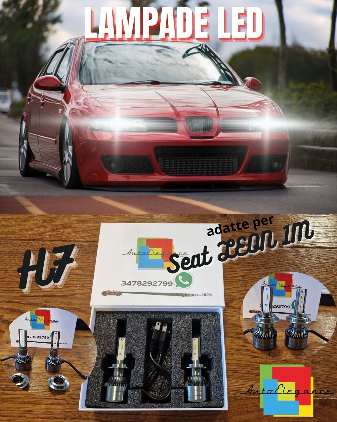 Full LED H7 Kit for Seat LEON 1M Low Beam Lights CANbus Powerful White 6500K 