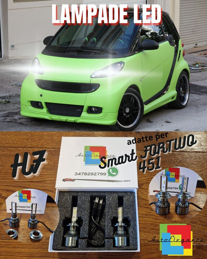 Kit Luci LED per Smart FORTWO 451 Anabbaglianti H7 CANbus Bianco Puro 8000LM