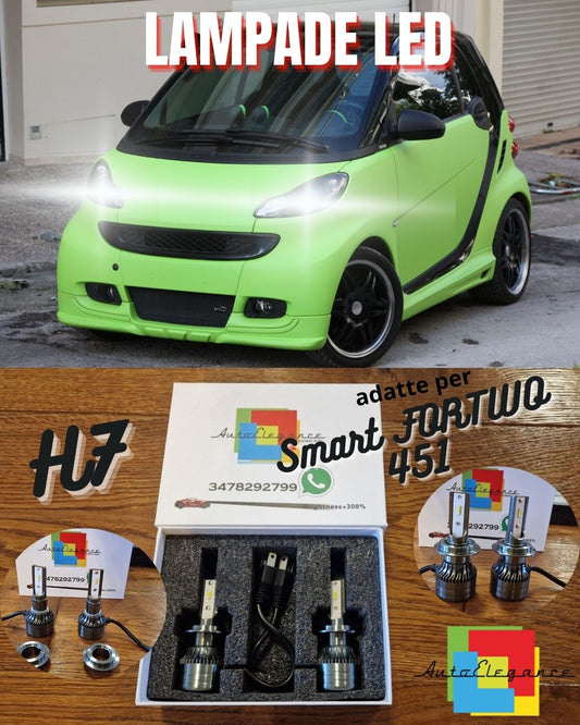 Kit Luci LED per Smart FORTWO 451 Anabbaglianti H7 CANbus Bianco Puro 8000LM