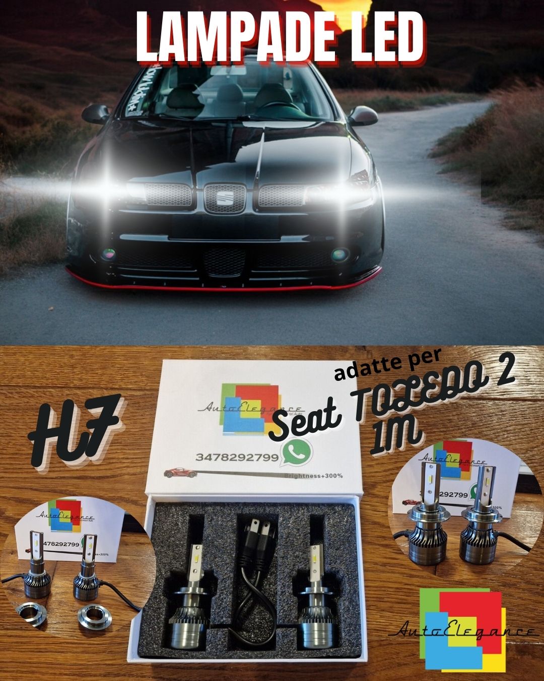 Kit LED H7 per Seat TOLEDO 2 1M ANABBAGLIANTI Luce Bianca 6500K CANbus NO ERROR