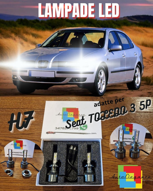 Kit Luci LED H7 per TOLEDO 3 5P Anabbaglianti CANbus Bianco Puro 6500K 8000LM