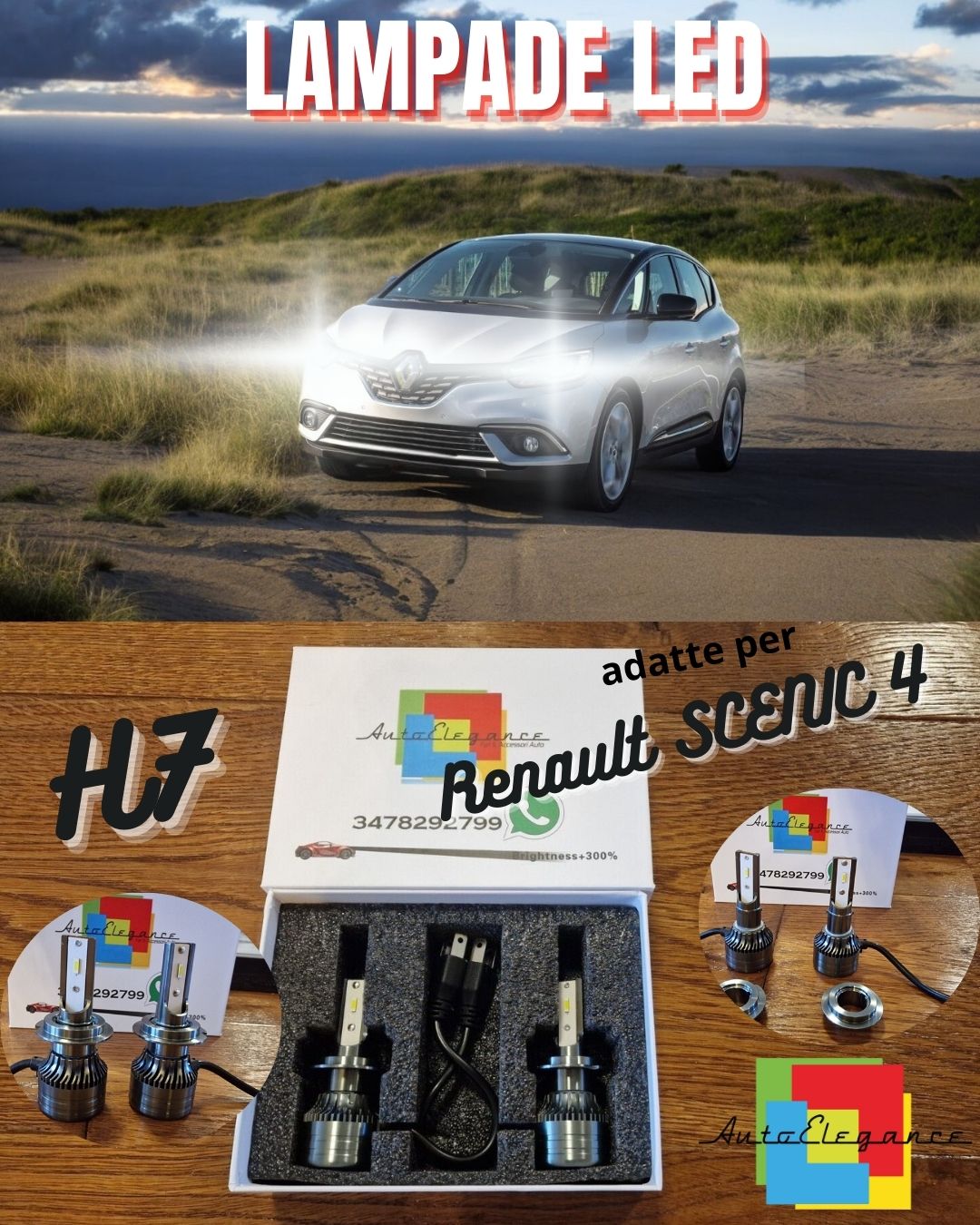 H7 LED Bulbs for Renault Scenic 4 White Lights LOW BEAM CANbus 6500K 