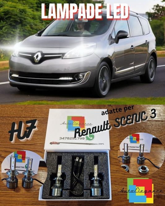 Kit Luci LED H7 per Renault Scenic 3 ANABBAGLIANTI CANbus Bianco Potente 6500K