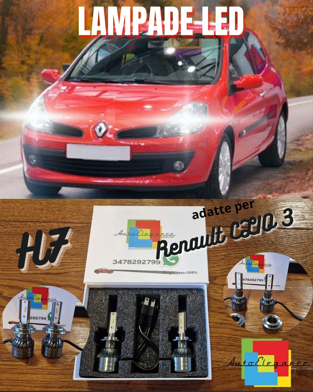 CANbus LED lights FOR Renault CLIO 3 Restyling LOW BEAM H7 6500K White 8000L 