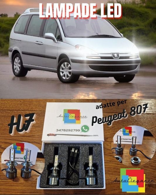 Kit Luci LED per Peugeot 807 ANABBAGLIANTI CANbus Bianco Potente 6500K 8000LM