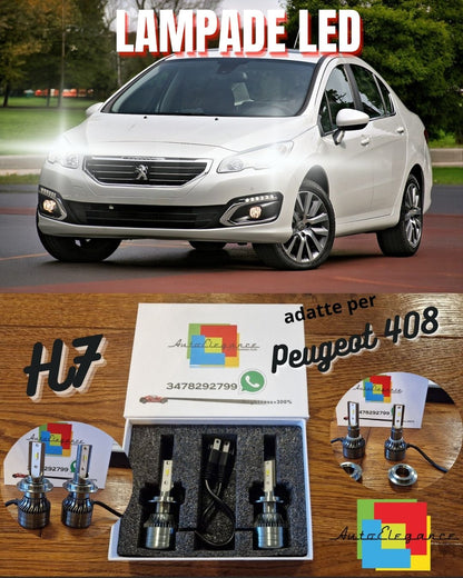 Kit Full LED per Peugeot 408 Luci ANABBAGLIANTI CANbus Bianco POTENTE 6500K