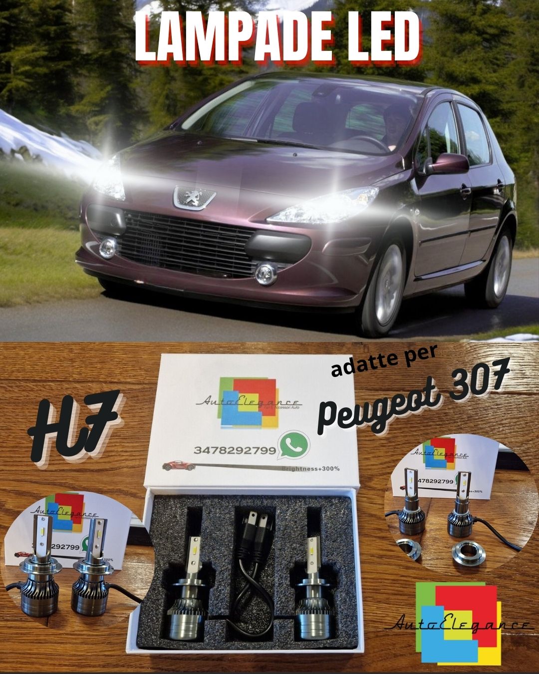 Kit Lampadine LED per Peugeot 307 2 ANABBAGLIANTI H7 Luce Bianca CANbus 6500K