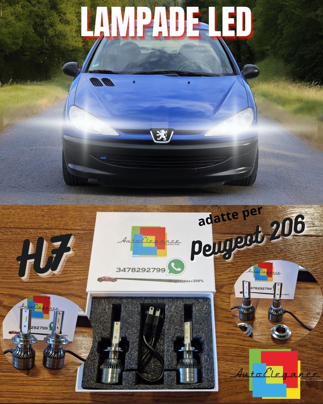 Kit Lampadine LED per Peugeot 206 ANABBAGLIANTI H7 Luce Bianca CANbus 6500K