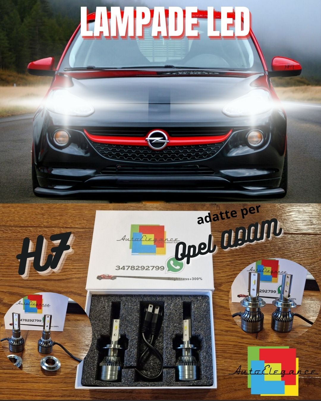 Kit LED H7 CANbus per Opel Adam, Adam Rocks ANABBAGLIANTI Bianco Ghiaccio 6500K