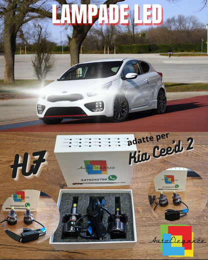 Kit Full LED per Kia Cee'd 2 Fari LENTICOLARI ANABBAGLIANTI H7 CANbus Bianco Pur