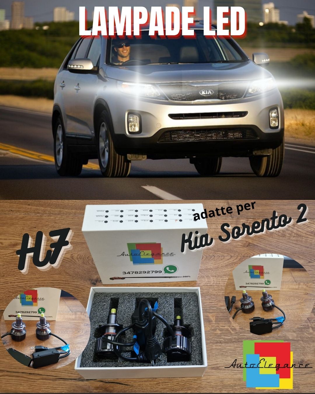 Lampade LED H7 per Kia Sorento 2 Fari LENTICOLARI ANABBAGLIANTI CANbus 6500K