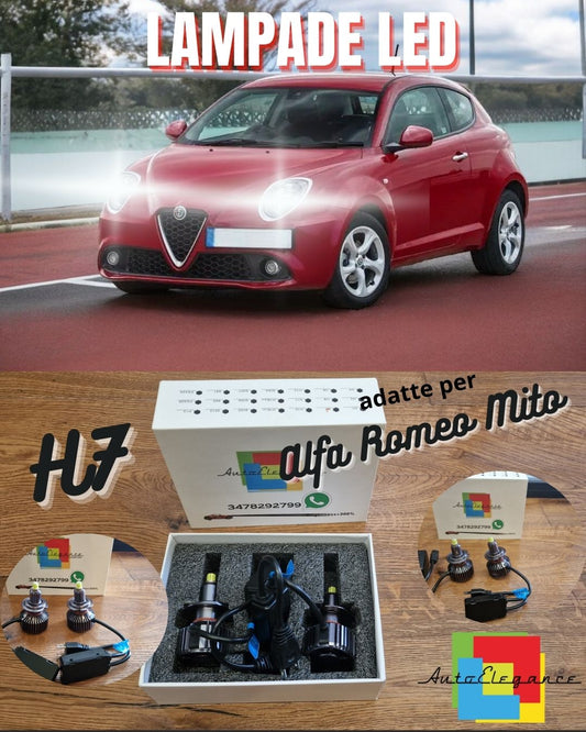 Kit Lampadine LED H7 per Alfa Romeo Mito Anabbaglianti LENTICOLARI CANbus 6500K