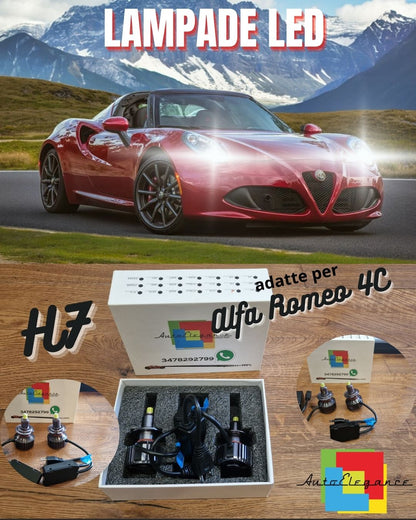 KIT LED H7 per Alfa Romeo 4C Anabbaglianti Fari LENTICOLARI CANbus 6500K 12000LM