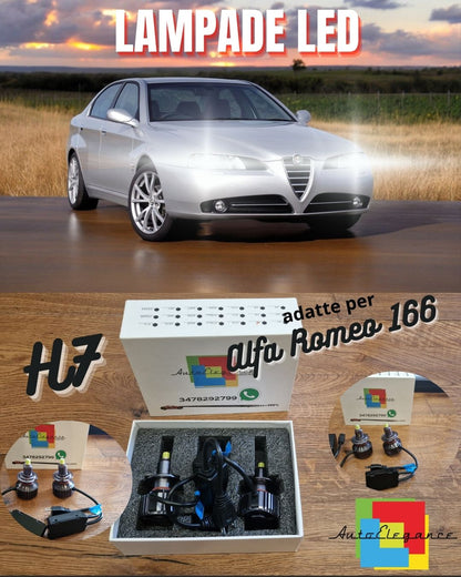 Kit Lampade LED H7 per Alfa Romeo 166 Anabbaglianti LENTICOLARI CANbus 6500K