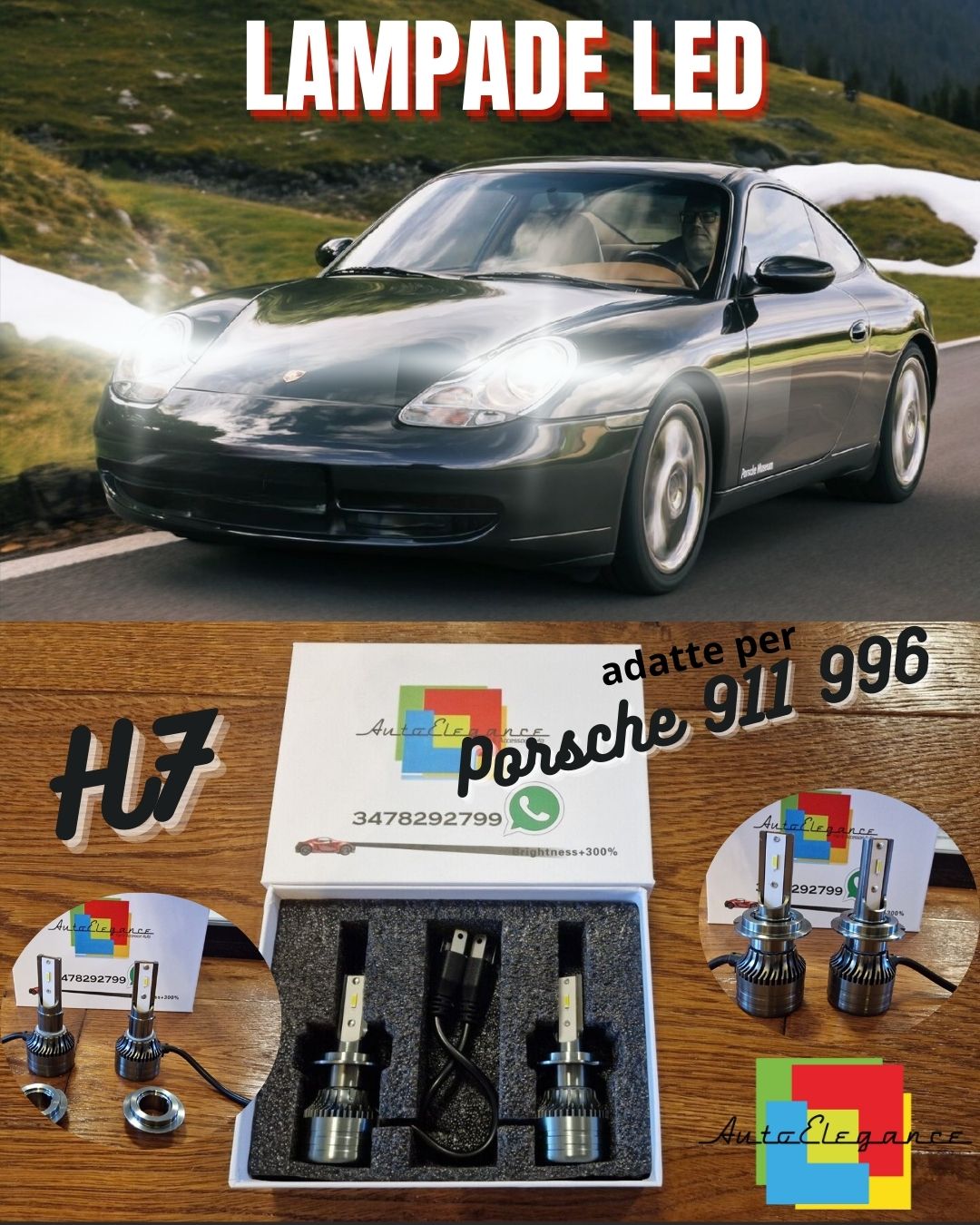 Kit LED H7 CANbus per Porsche 911 996 Luci ANABBAGLIANTI Bianco Ghiaccio 6500K