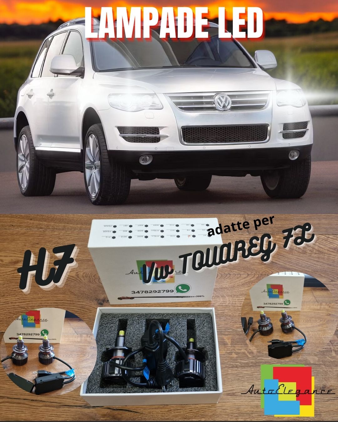Kit Full LED H7 CANbus PER Vw TOUAREG 7L Anabbaglianti FARI LENTICOLARI 6500K
