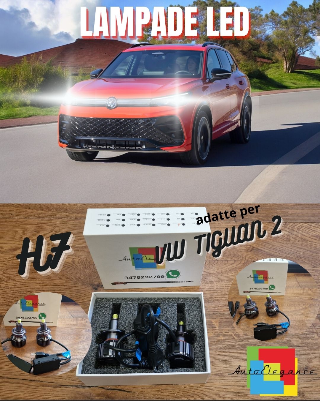 Kit Luci LED H7 per VW TIGUAN 2 AD1 ANABBAGLIANTI CANbus Bianco 6500K 12000LM