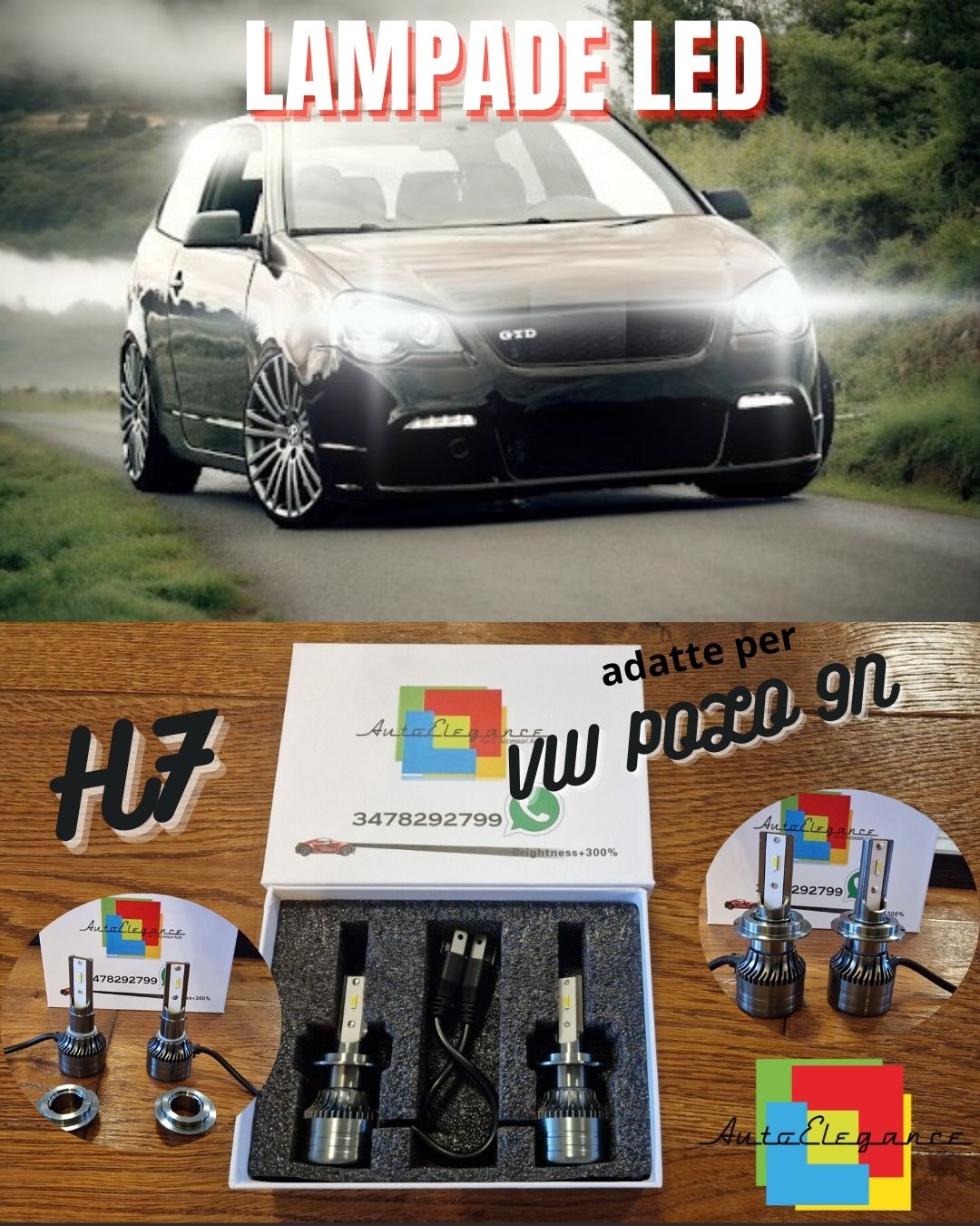 Kit Lampadine LED per VW POLO 9N ANABBAGLIANTI H7 Luce Bianca CANbus 6500K