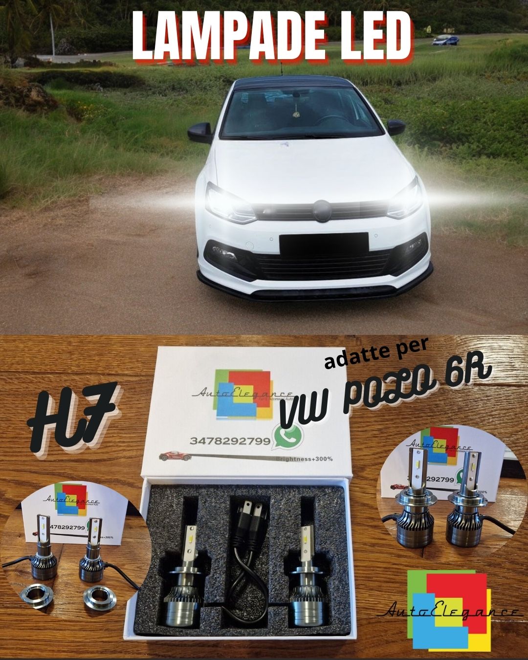 LED Bulbs Kit for VW POLO 6R Low Beam H7 White Light CANbus 6500K 8000L 