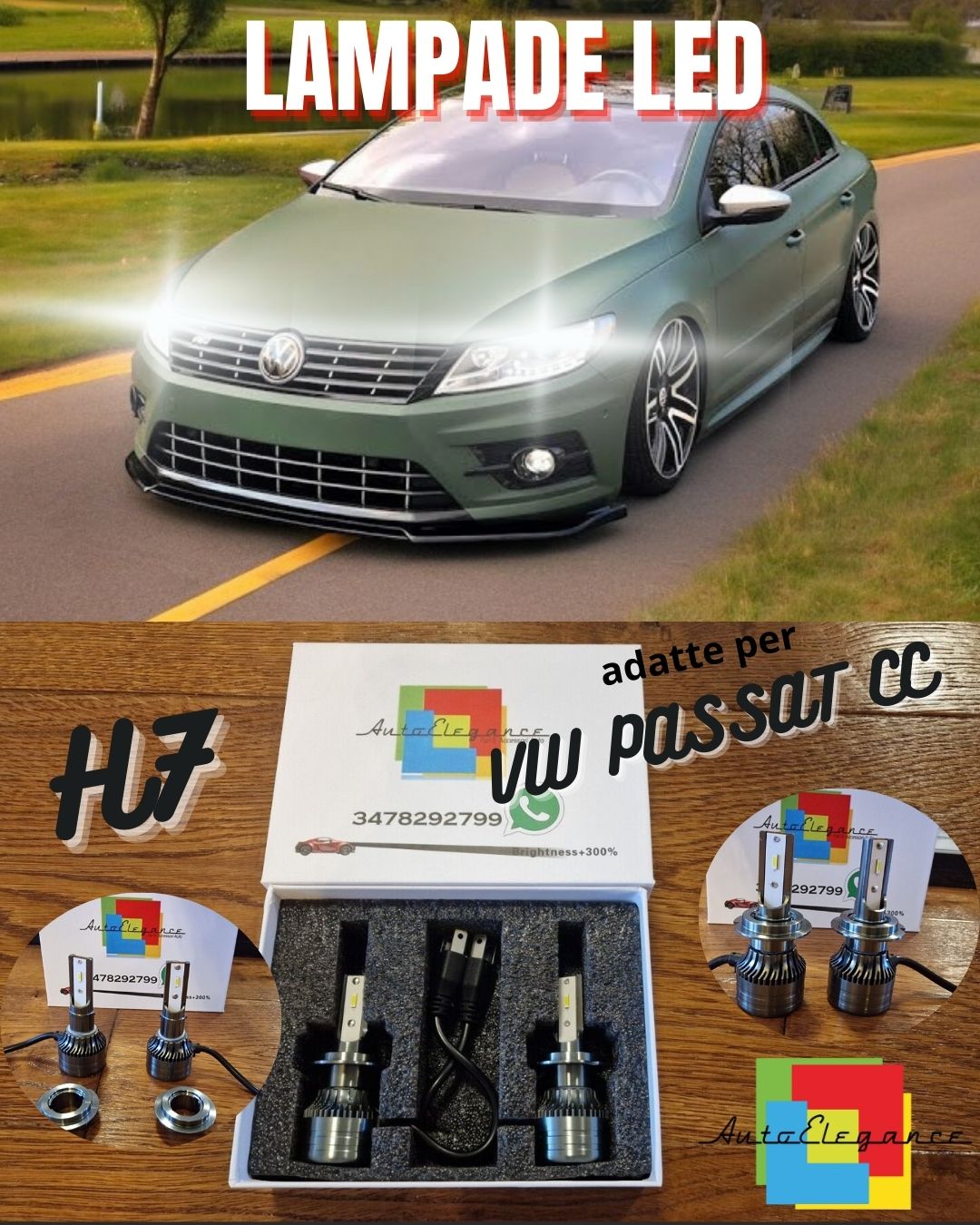 Kit LED H7 CANbus per VW PASSAT CC Anabbaglianti Bianco Ghiaccio 6500K 8000LM