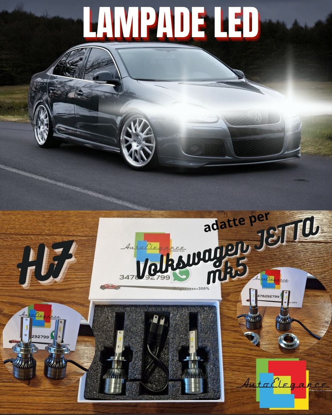Kit LED H7 CANbus per Volkswagen JETTA mk5 Luci ANABBAGLIANTI Bianco 6500K 8000L