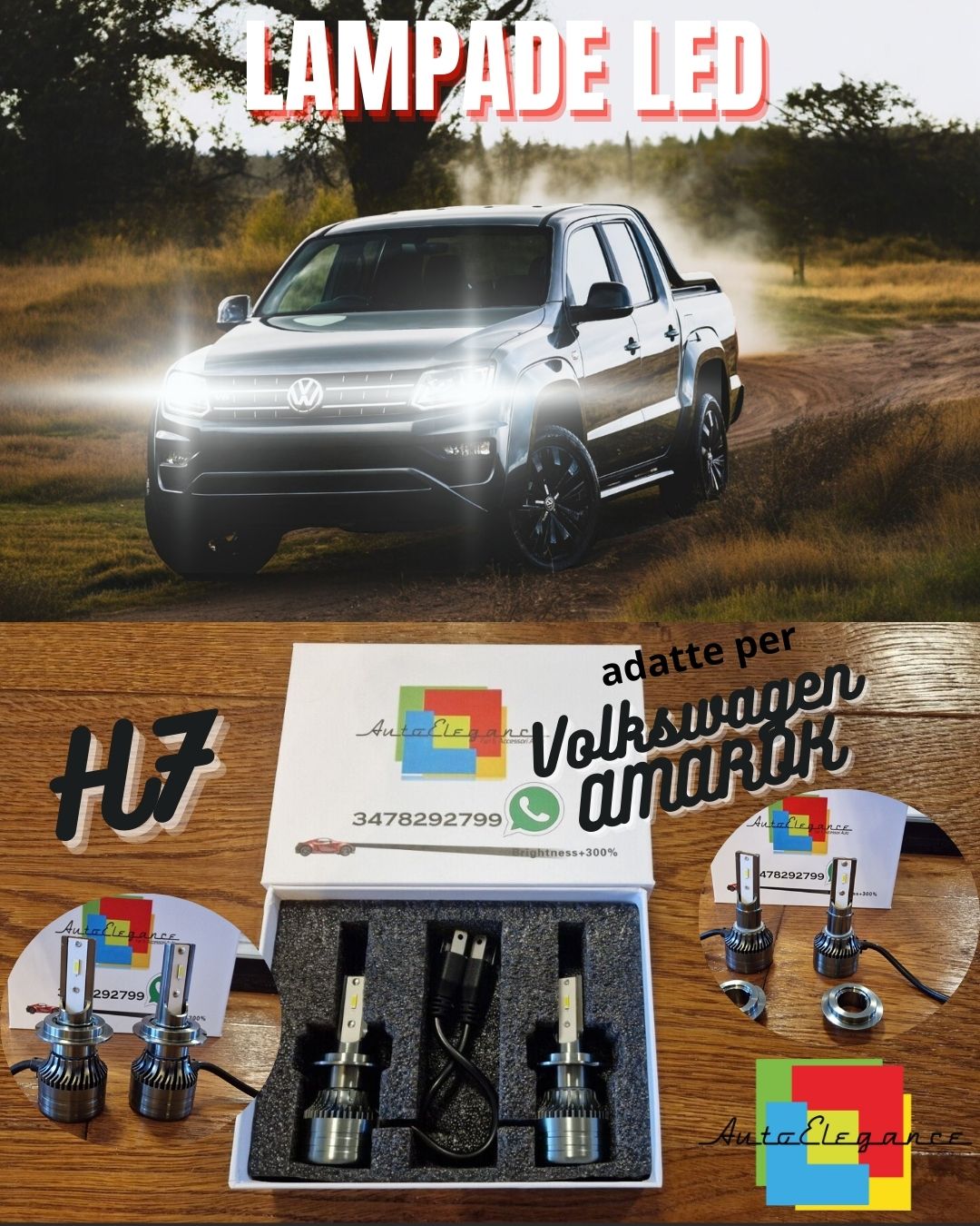 Kit LED H7 CANbus per Volkswagen AMAROK Luci ANABBAGLIANTI Bianco Ghiaccio 6500K