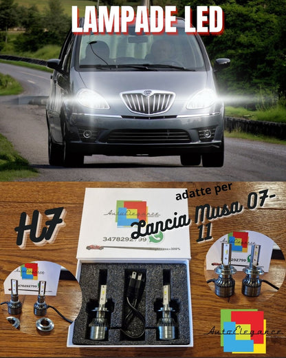 Kit Full LED H7 per Lancia Musa 07-11 Luci ANABBAGLIANTI CANbus Bianco POTENTE