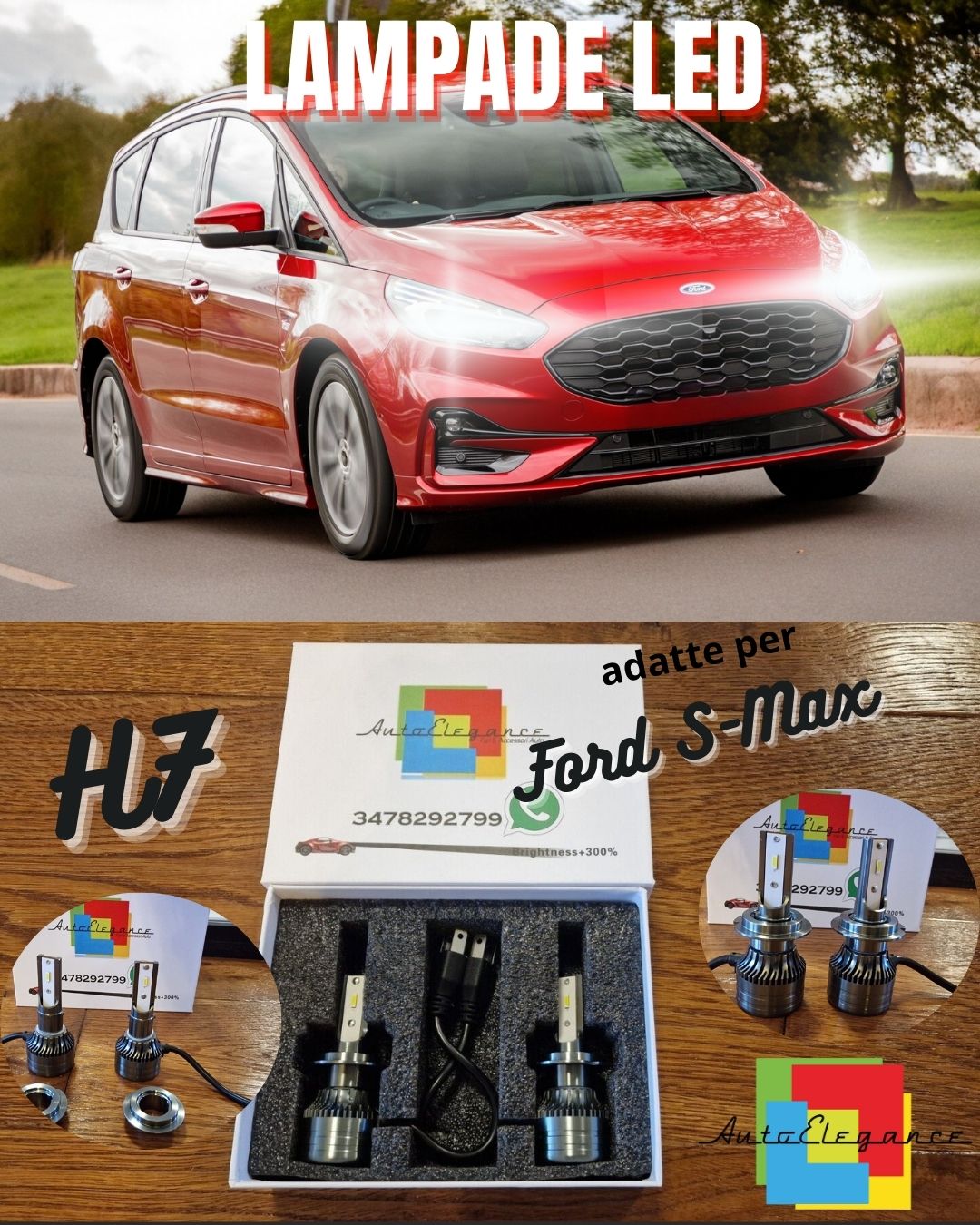 Kit Lampadine LED per Ford S-Max 1 ANABBAGLIANTI H7 Luce Bianca CANbus 6500K
