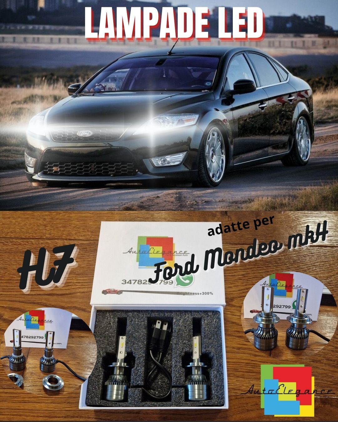 Kit Full LED H7 per Ford Mondeo mk4 Luci ANABBAGLIANTI CANbus Bianco POTENTE