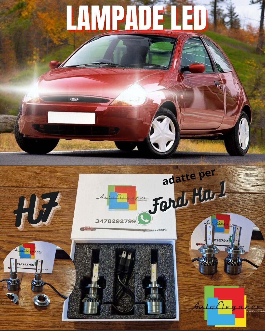 Kit LED H7 CANbus per Ford Ka 1 Luci ANABBAGLIANTI Bianco Ghiaccio 6500K 8000LM