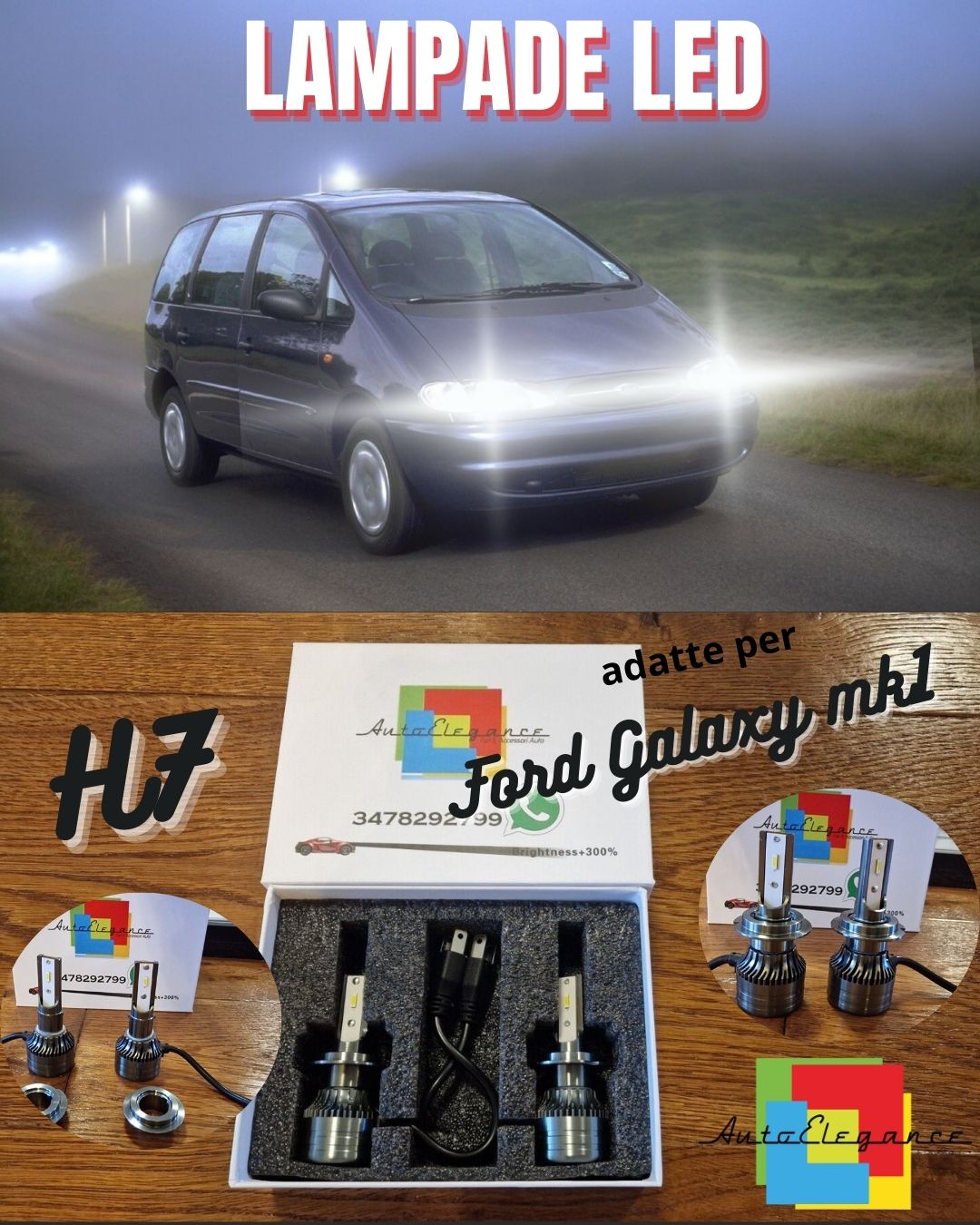 LED Bulbs Kit for Ford Galaxy mk1 2000> LOW BEAM H7 White Light CANbus 