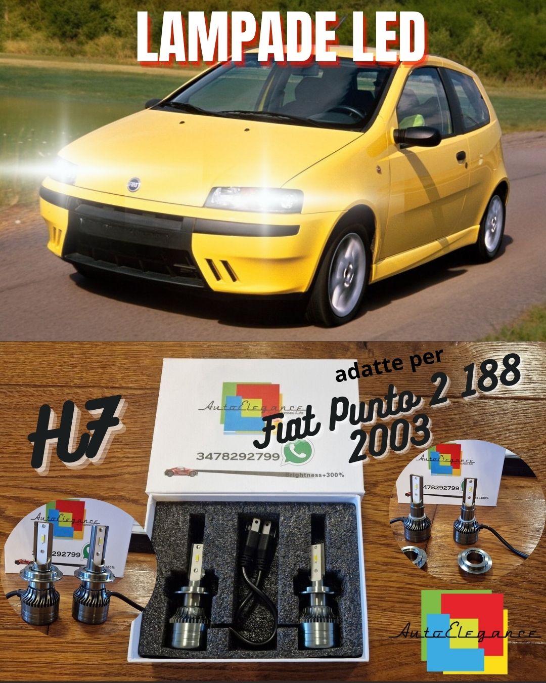 Kit LED H7 CANbus per Fiat Punto 2 188 2003 Luci ANABBAGLINTI Bianco Ghiaccio