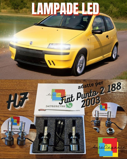 Kit LED H7 CANbus per Fiat Punto 2 188 2003 Luci ANABBAGLINTI Bianco Ghiaccio