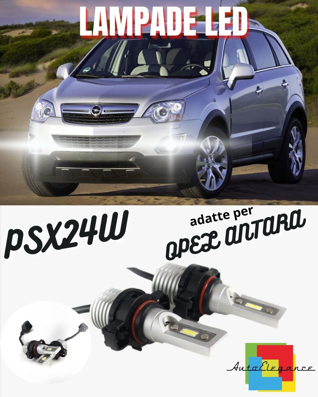 COPPIA LAMPADE FENDINEBBIA A LED PSX24W OPEL ANTARA DAL 2010 IN POI CANBUS 6000K