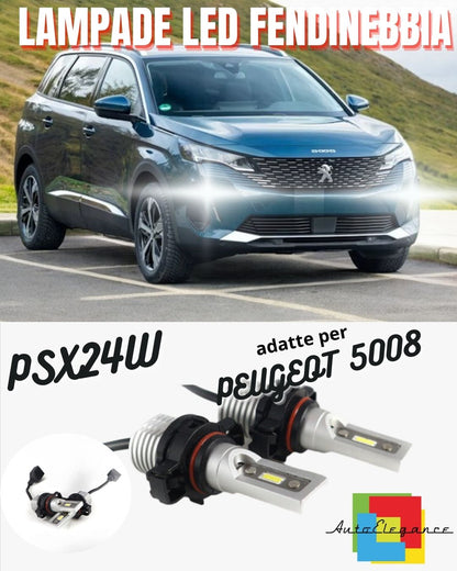 COPPIA LAMPADE FENDINEBBIA A LED PSX24W PEUGEOT 5008 CANBUS NO ERROR 6000K