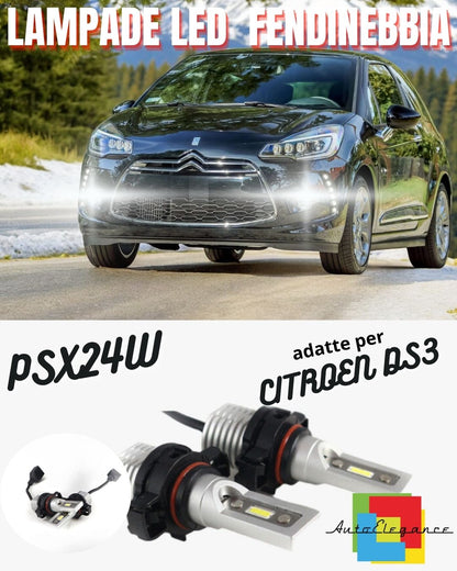 COPPIA LAMPADE FENDINEBBIA A LED PSX24W CITROEN DS3 CANBUS NO ERROR 6000K
