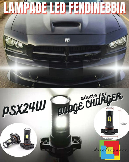 😍COPPIA LAMPADE FENDINEBBIA PSX24W 😍LED CANBUS DODGE CHARGER 6000K😍